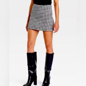 NEW A NEW DAY Black & White Houndstooth Mini A-Line Skirt Sz 8.  Fits Like a 6.
